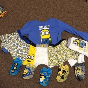 Minion Long Sleeve T, boxes briefs and socks